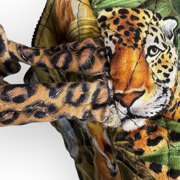 Vintage Quilted Jungle Animal Print Mini Tote Shoulder Crossbody Bag - Picture 11 of 11